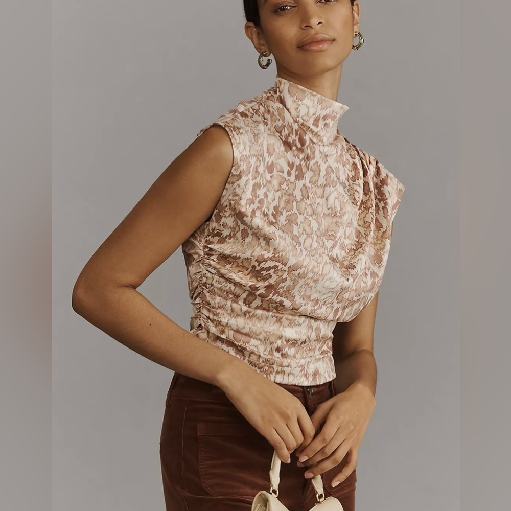 NWT Anthropologie Mock Neck
Draped Blouse Elegant Cream Sleeveless Top - Picture 8 of 8